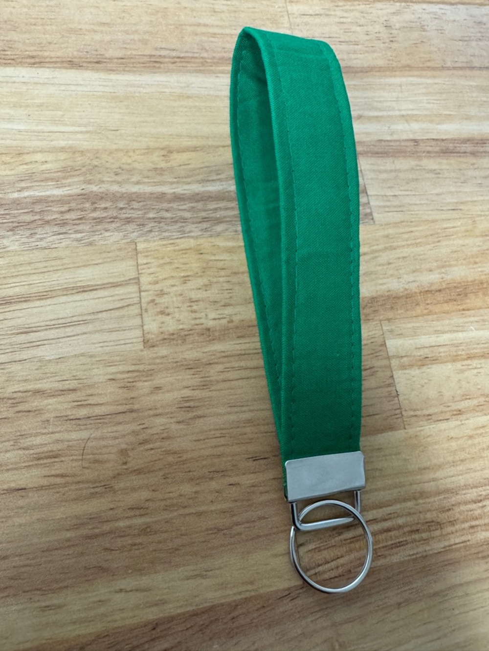 Green Fabric Key Wristlet key fob Strap with Metal Ring